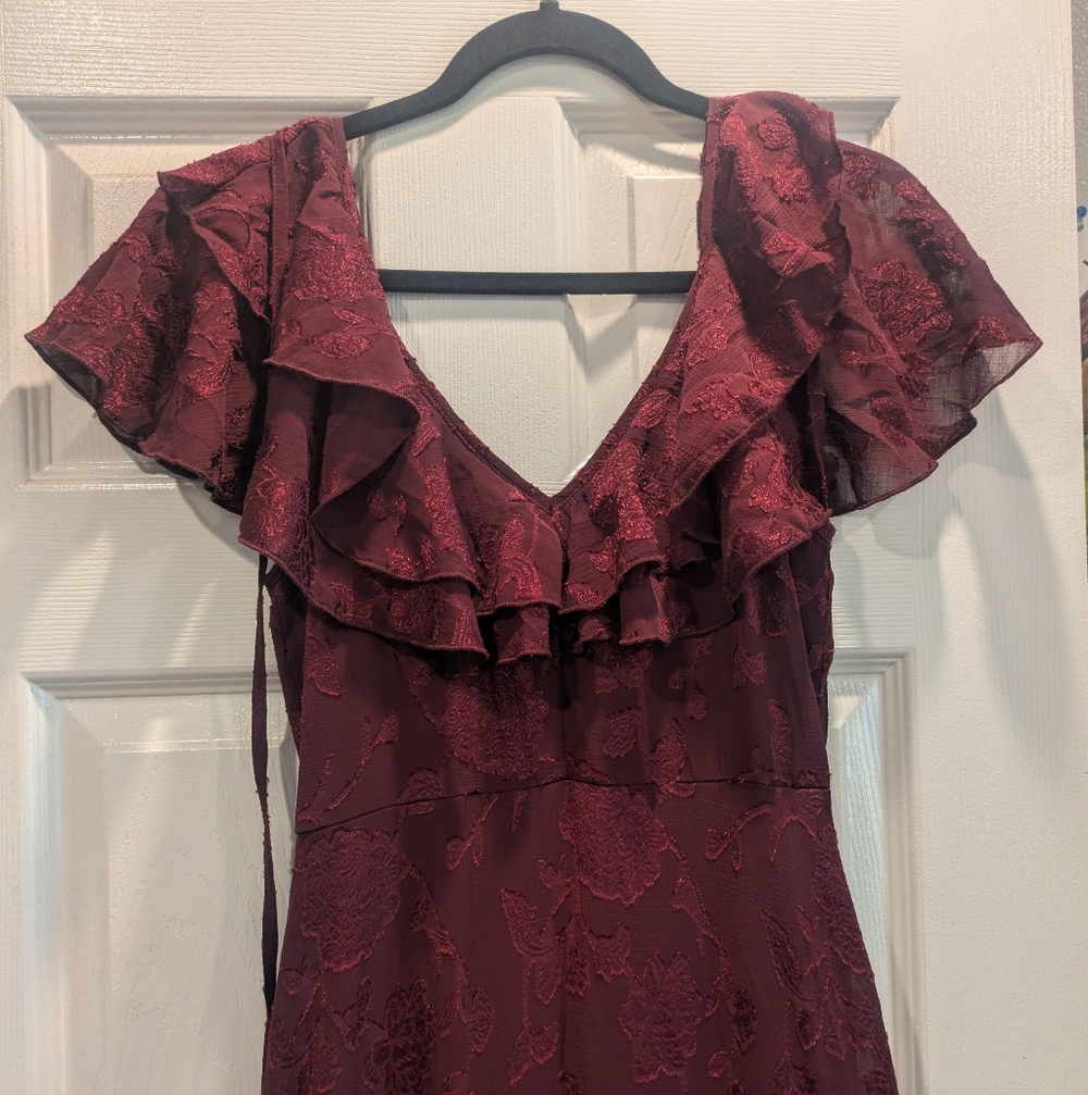 Francescas Burgundy Ruffled Dress